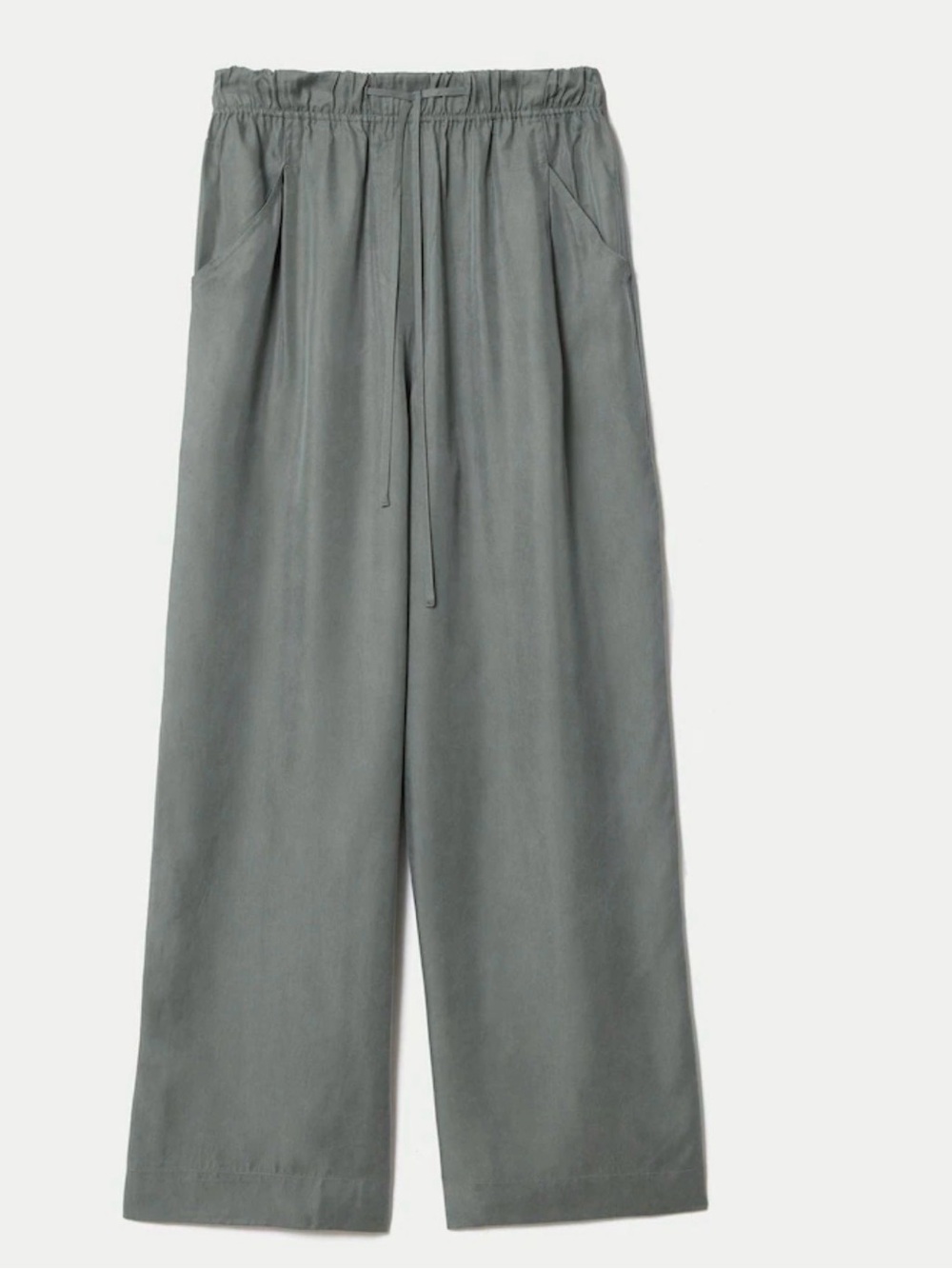 Jigsaw Wide Leg Elastic Waist Trousers in Sage Gray